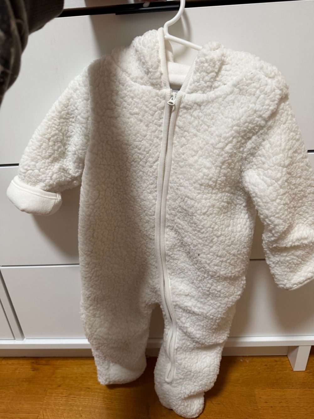 The Children's Place Cream Sherpa Hooded Footed One-Piece